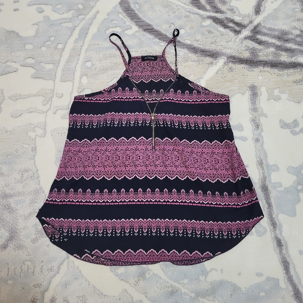Eclipse Black and Pink Striped Camisole Size M